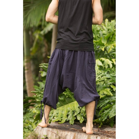 Shantaraam Yoga Ali Baba Dark Blue Shorts Pants - Picture 3 of 5